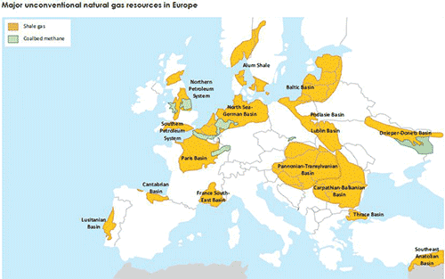 Reserves europennes de gaz de schiste